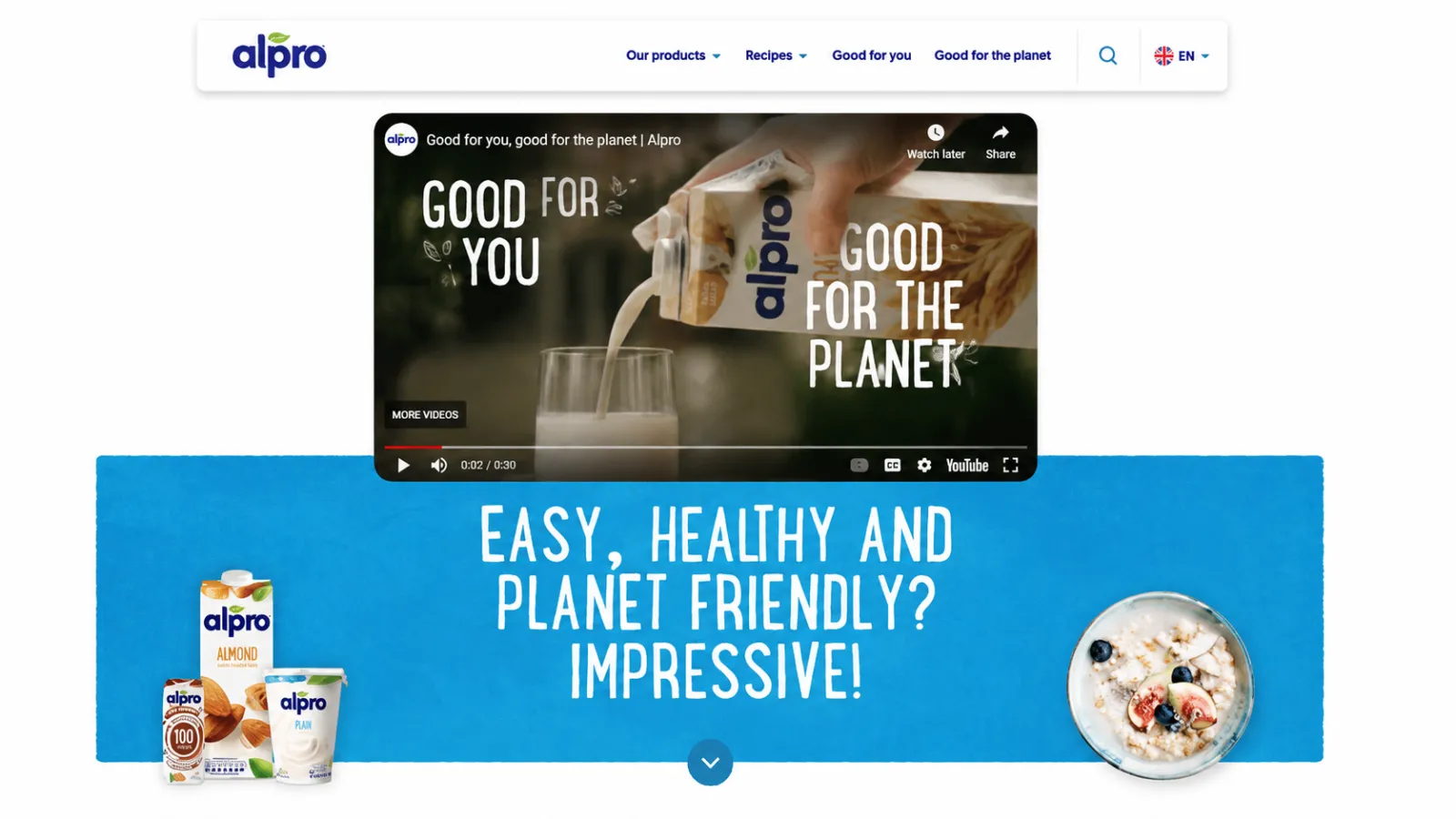 Alpro homepage (2020)